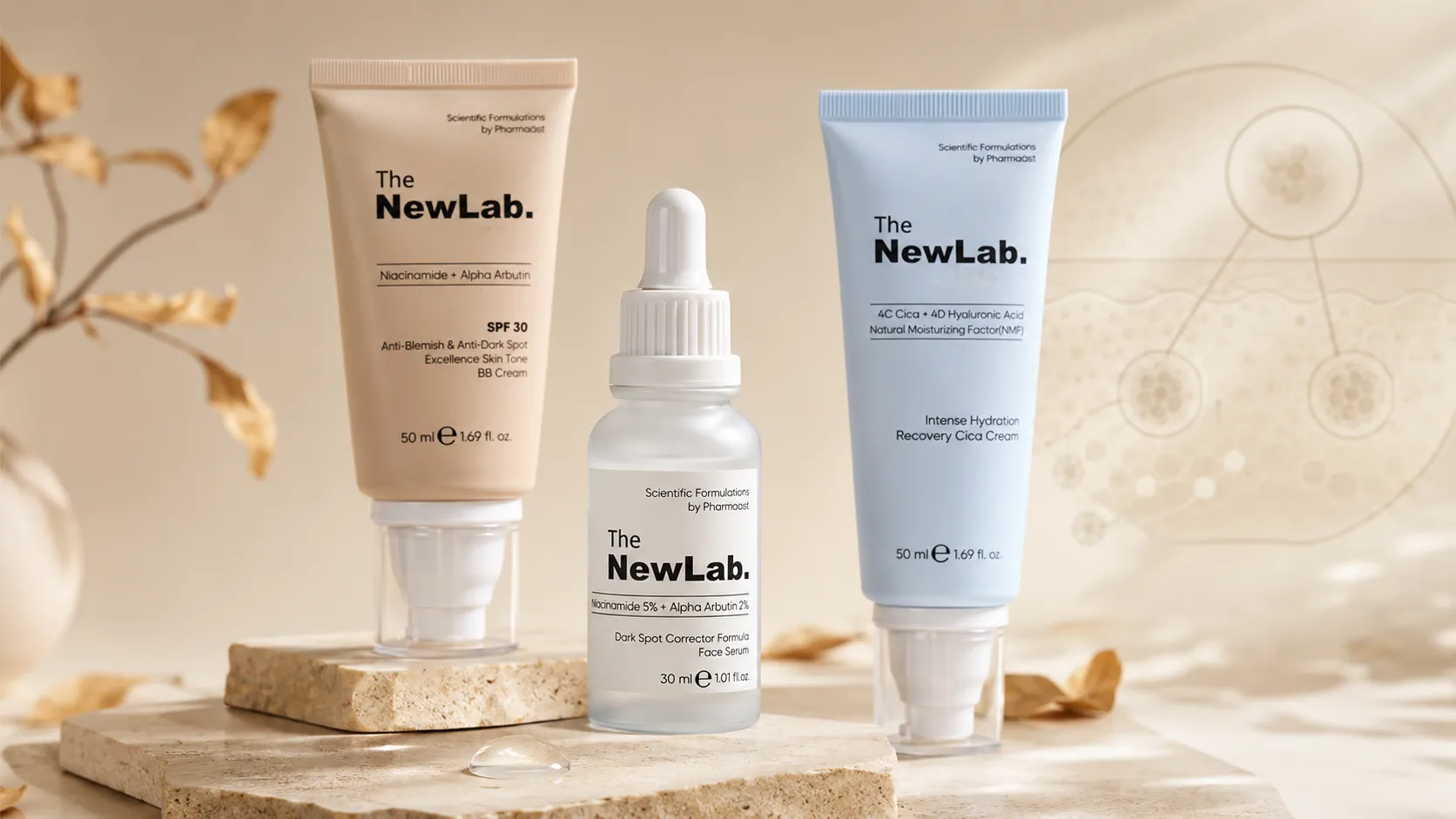 Payız dəri rutini məhsullar — niasinamid serum spf bb krem cica nemlendirici retinol vitamin c